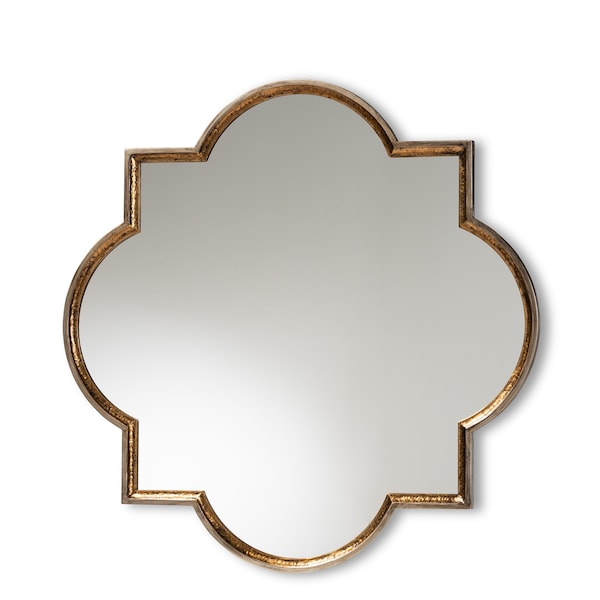 Baxton Studio Tiana Vintage Antique Bronze and Gold Finished Metal Quatrefoil Accent Wall Mirror 177-11071-Zoro - main